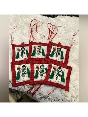Unbranded snowman pit holders set of 6 with strings to make a hanging display